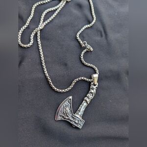 SOLD!! Men's Stainless Steel Viking Axe Necklace